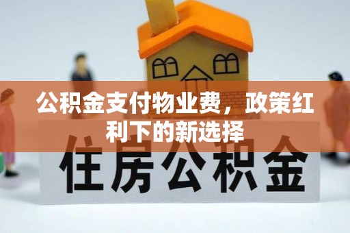 星子公积金支付物业费，政策红利下的新选择